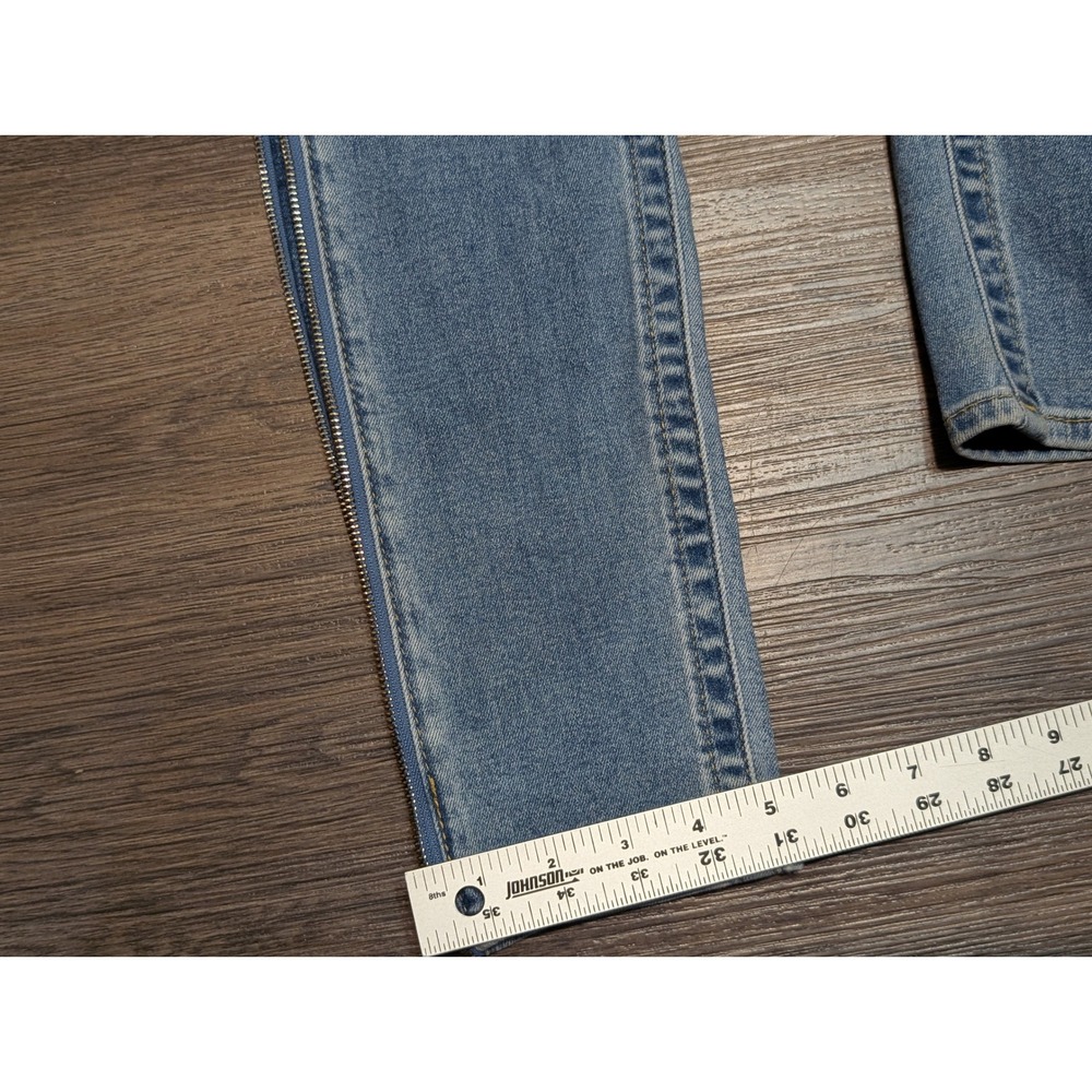 True Religion Super Skinny Side Zip Jeans Light Wash Blue Low Rise Womens 29 - Picture 3 of 9
